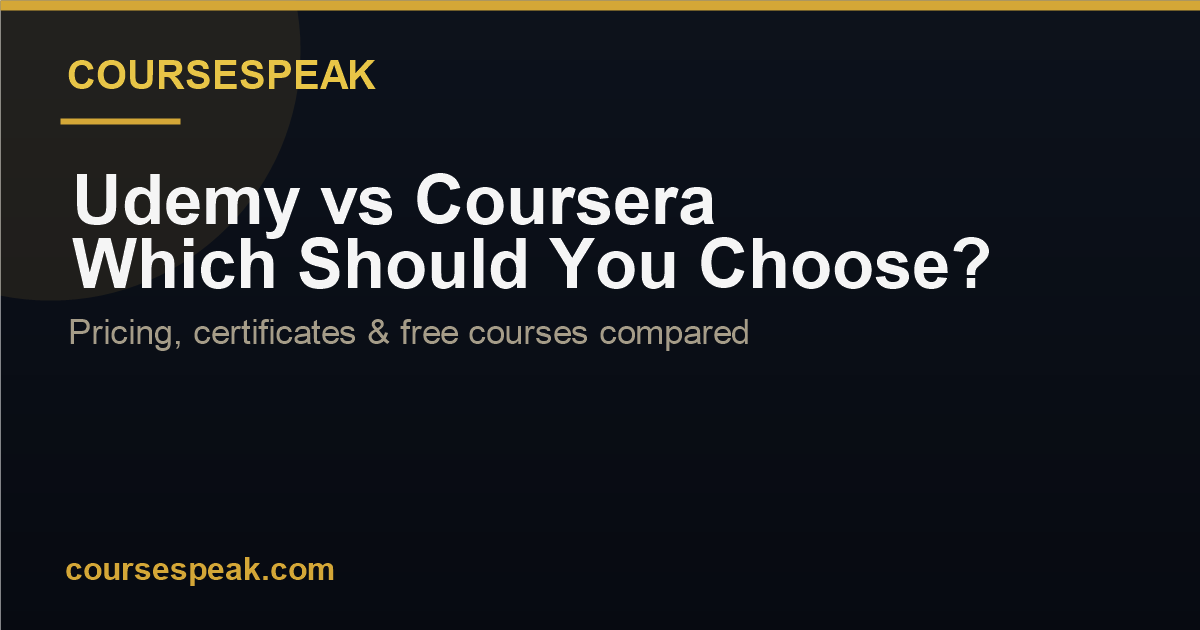 Udemy vs Coursera - 2026 comparison of pricing, certificates, and free courses